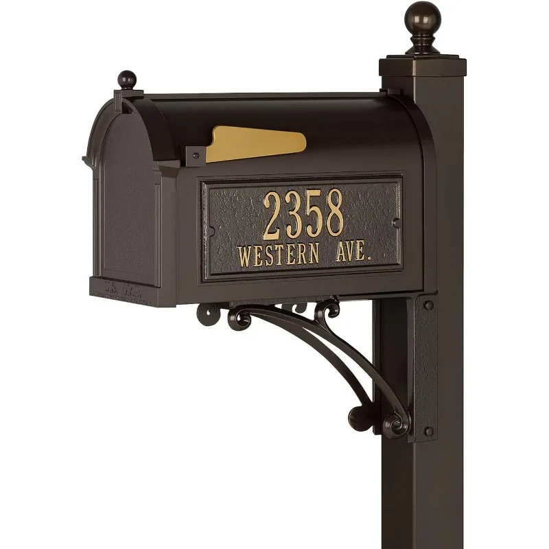 Whitehall Products Deluxe Mailbox Package, Aluminum, French Bronze