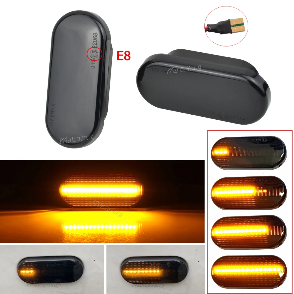 2x Dynamic Flowing LED Side Marker Turn Signal Light For VW Transporter T5 Polo Golf 3 4 Passat B5 Sharan Lupo Bora Multivan