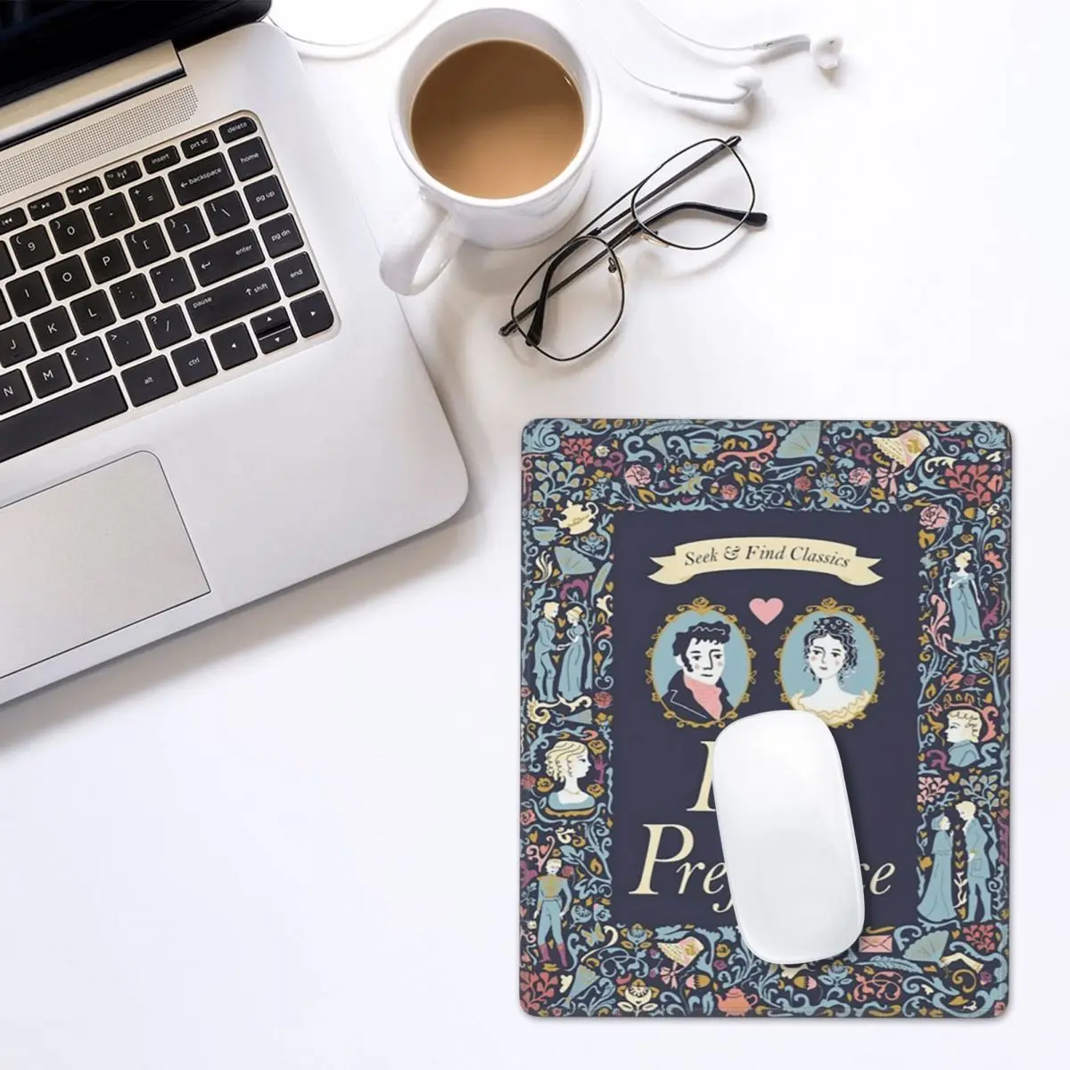 Pride And Prejudice Florals Quote Mouse Pad Gamer PC Laptop Mats Keyboard Computer Gaming Office Accessories Desk Mat