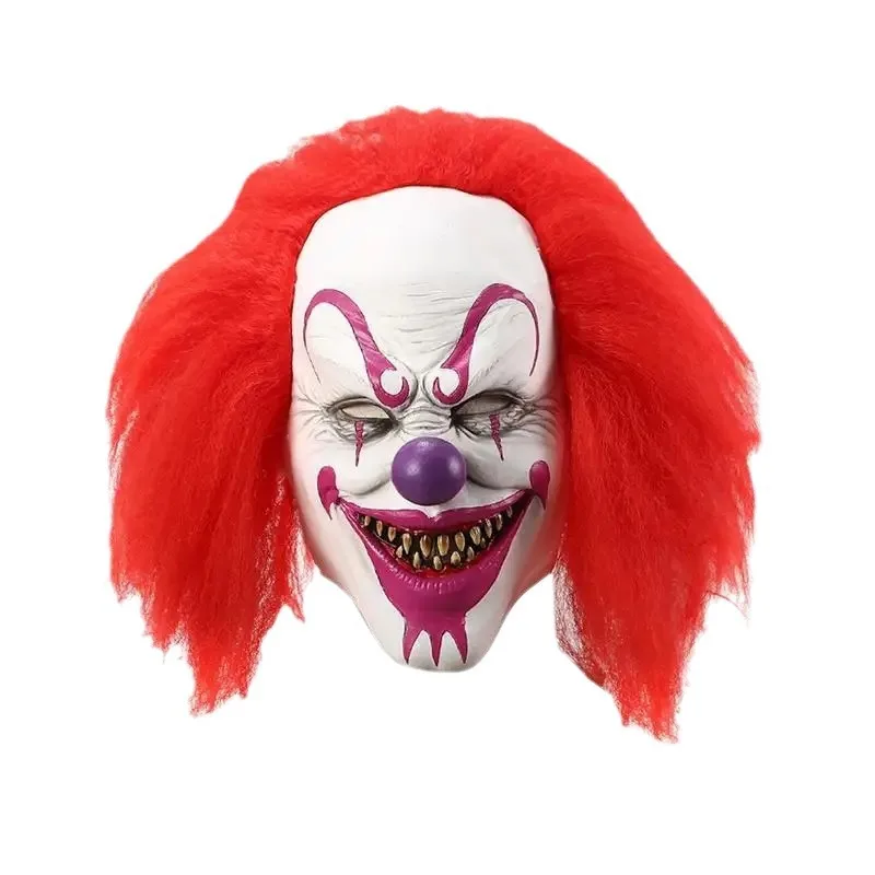 1pc Terrifying Bald Clown Red Long Wig, Halloween Clown Style Wig Halloween Night Scary Prop, Horror Theme Party Wig Accessories