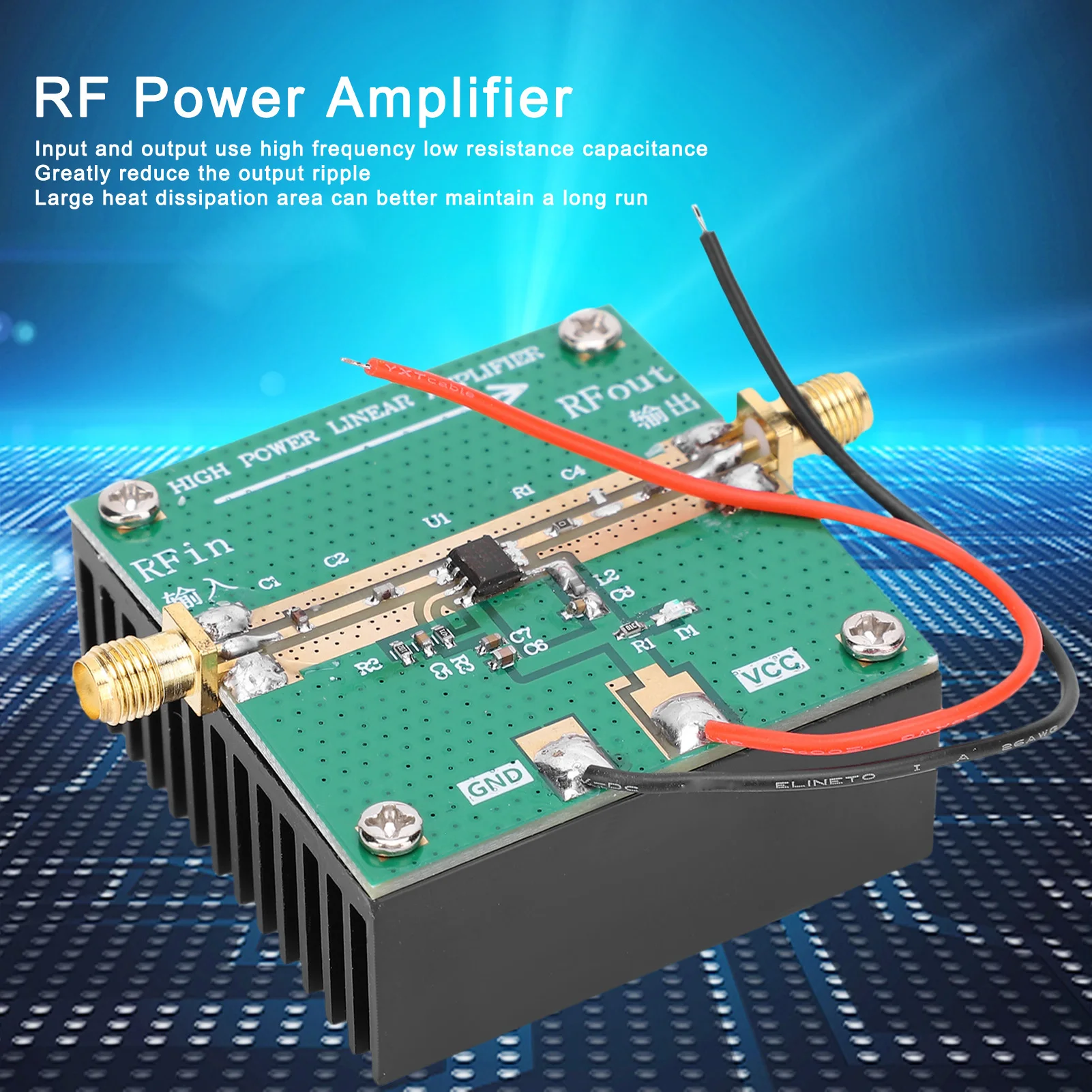 2.4GHZ RF Amplifier Radio Amplifier RF2126 RF Power Amplifier 400‑2700MHz 2.4GHZ 1W Amplifier with Heatsink RF Power Amplifier