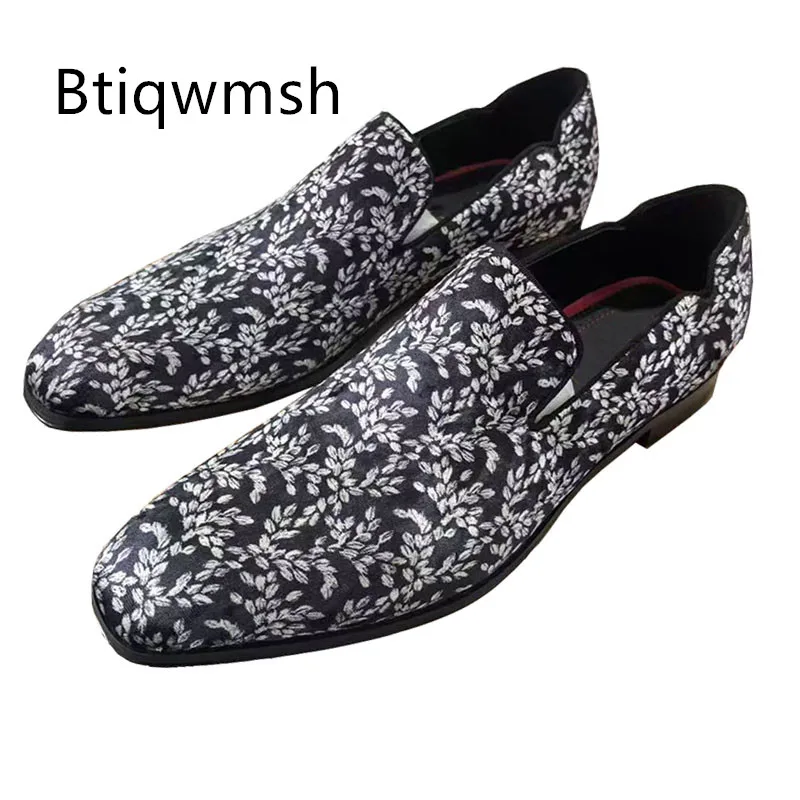 

Luxury Velvet Dress Shoes Man Pointed Slip On Flats Male Fashion Party Shoes