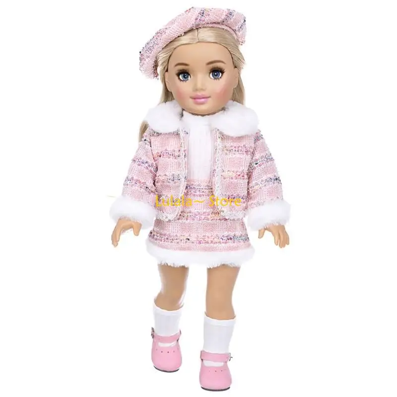 Y4QA Multipurpose 18 Inch Doll Fashion Set Elegant Dress and Coat Portable Accessory for Kids Party Supplies Decoration