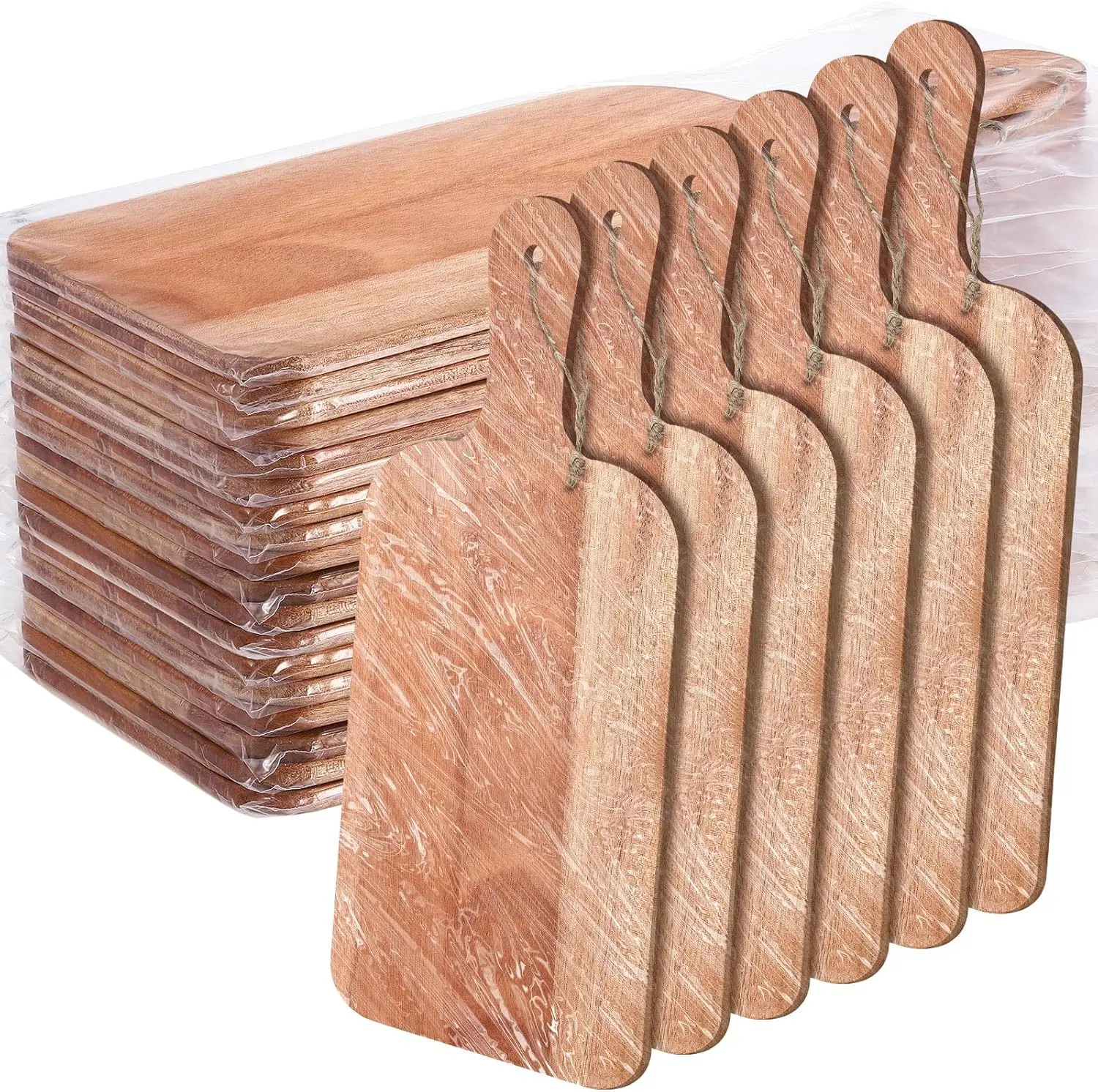 

18 Pcs Plain Cutting Board Set with Handles Laser Engraving Wooden Charcuterie Kitchen Serving Chopping Board Bulk for D