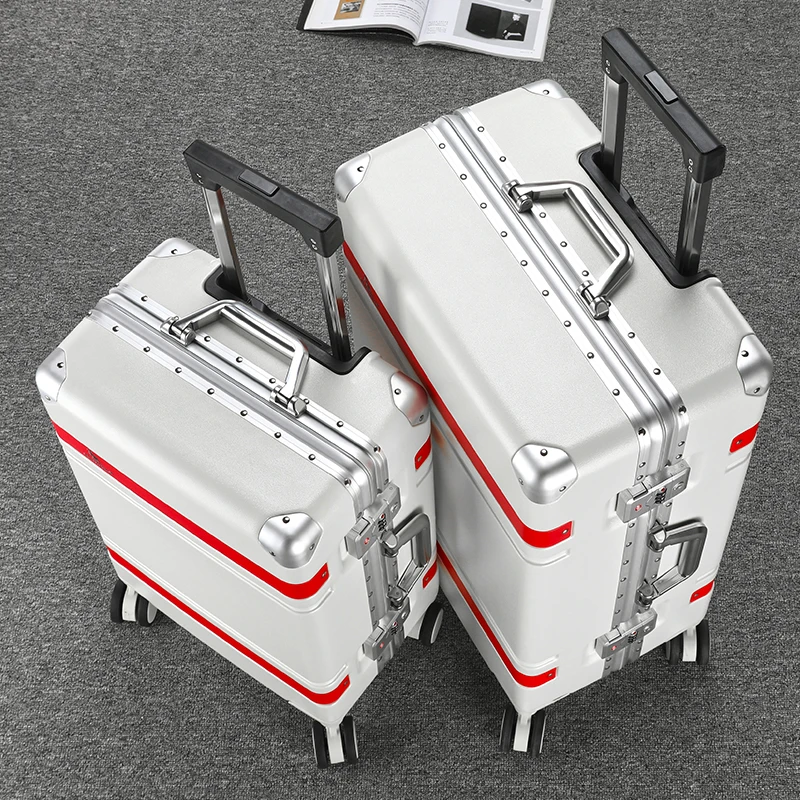 Fashion luggage aluminum frame universal wheel luggage student trolley suitcase men women password travel boarding case