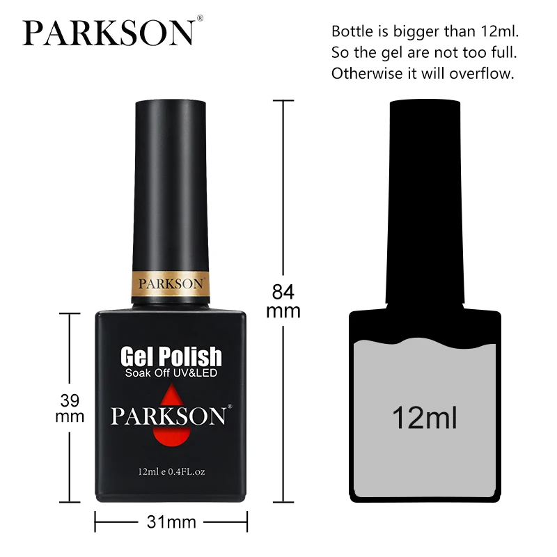 Parkson Jelly Amber Nagelgellack, 12 ml, durchscheinende Lacke, Soak Off Semi Permanent Nail Art Top Base Coat Lacquer Maniküre