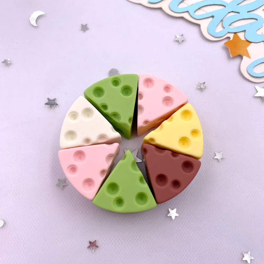 10PCS Resin Kawaii Simulation Cheese Cake Figurines Flat back Cabochon Candy Home Decor DIY Scrapbook Crafts Jewelry Accessories