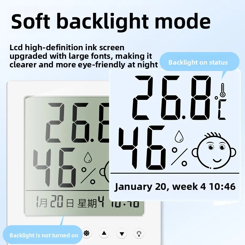 Home Electronic Digital Temperature and Humidity Meter High-precision Desktop Backlit Alarm Clock 8113