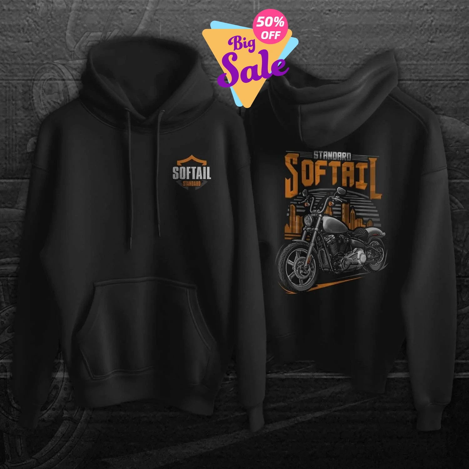 

Модели 2020-2024 H-D FXST Softail Стандартный мотоциклетный пуловер с капюшоном 100% хлопок Удобные мужские толстовки Уличная одежда для водителя