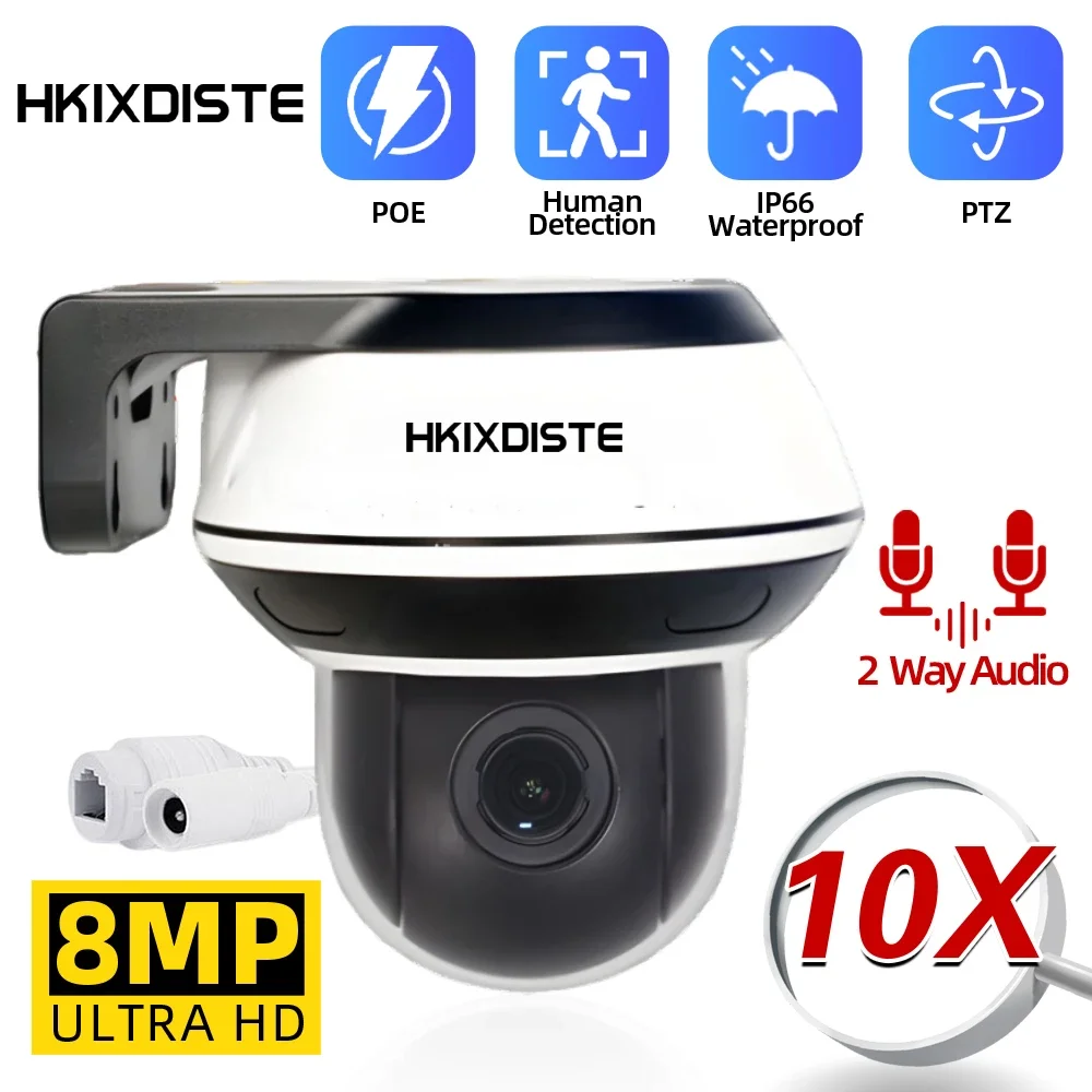 H.265 4K PTZ POE IP Camera 10X zoom Mini Speed Dome Indoor Outdoor Waterproof XMEYE CCTV Security Surveillance Camera 8MP