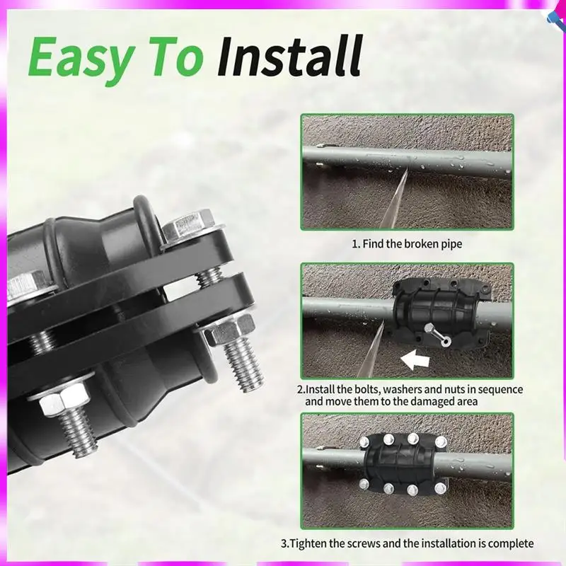

N96R 1Inch Pipe Repair Clamp,Emergency Pipe Repair Kit For Plastic & Metal Pipes (24Mm-26Mm) 2Pack