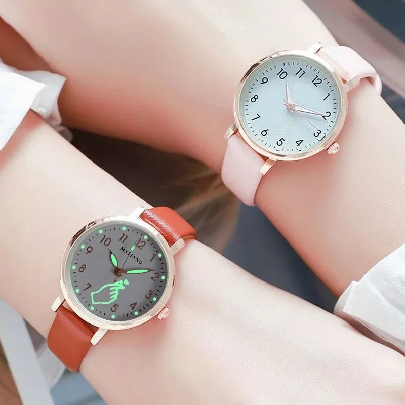 Nuovo lusso luminoso notte incandescente Casual piccolo quadrante signore orologi da polso al quarzo femminile Casual semplice dito cuore orologio regali