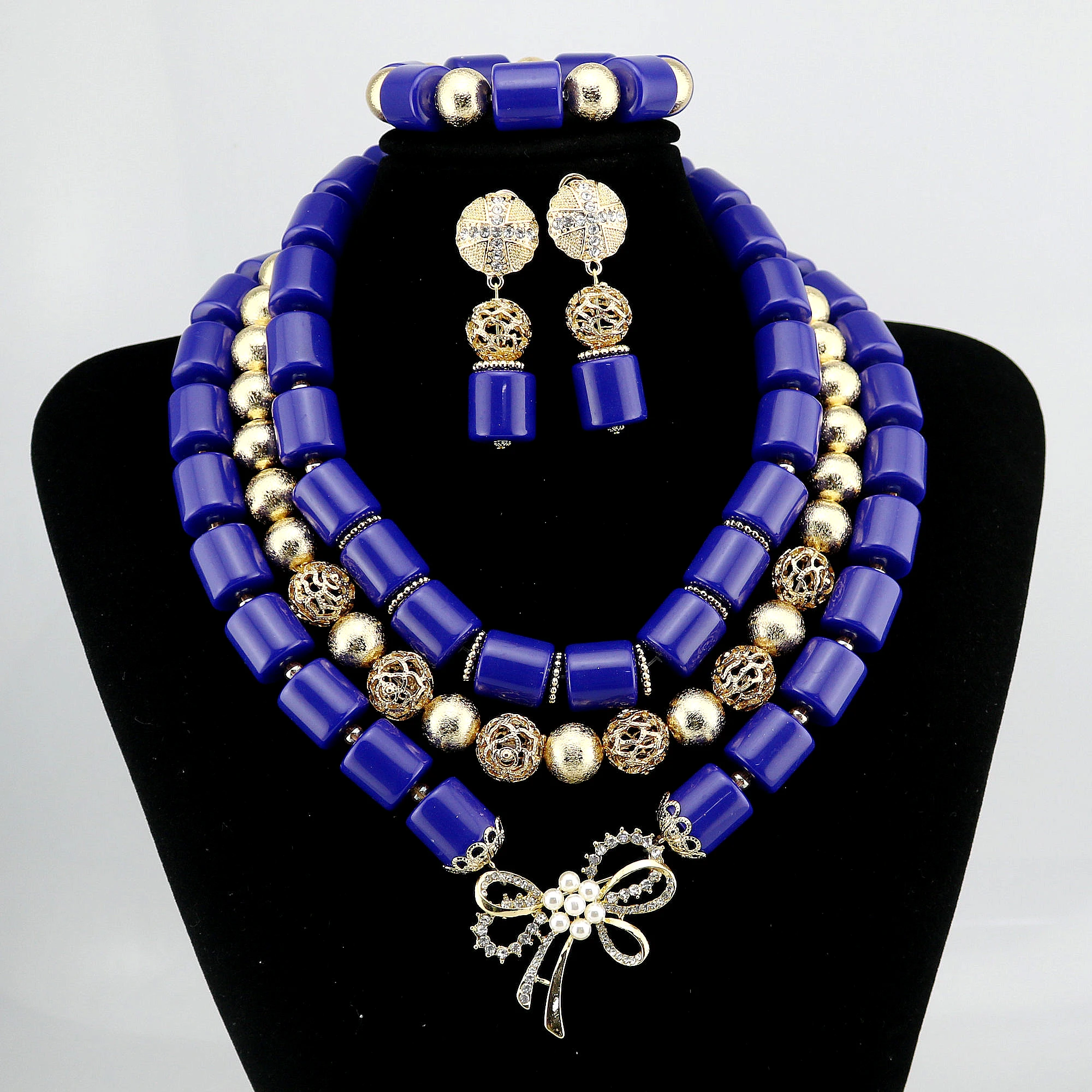 

Nigerian Wedding resin Beads Jewelry Sets Simple resin Beads Necklace Set Wholesale Handmade Design