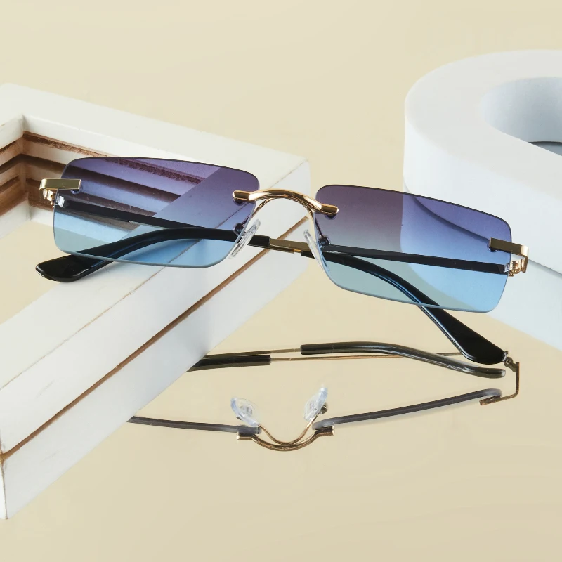 1 قطعة نظارات الموضة الرجالية الجديدة المعدنية بدون إطار أنيقة الرجعية تنوعا العصرية مناسبة للاستخدام اليومي عطلة في الهواء الطلق حماية من الشمس