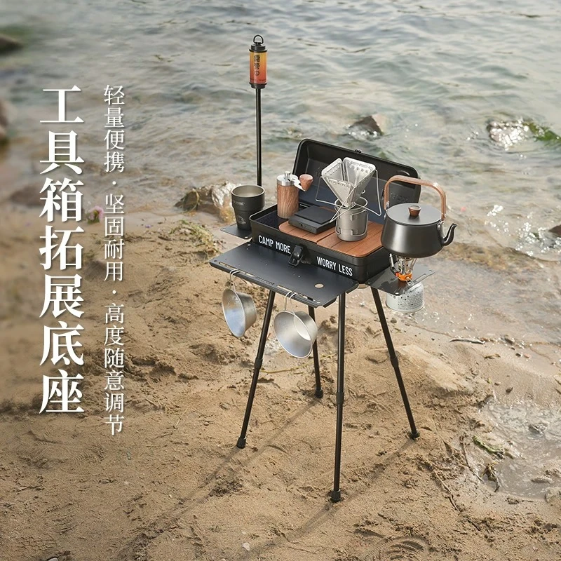 For Multi-Function Folding Camp Table with Extension Base, Compact BBQ & Outdoor Cooking Desk