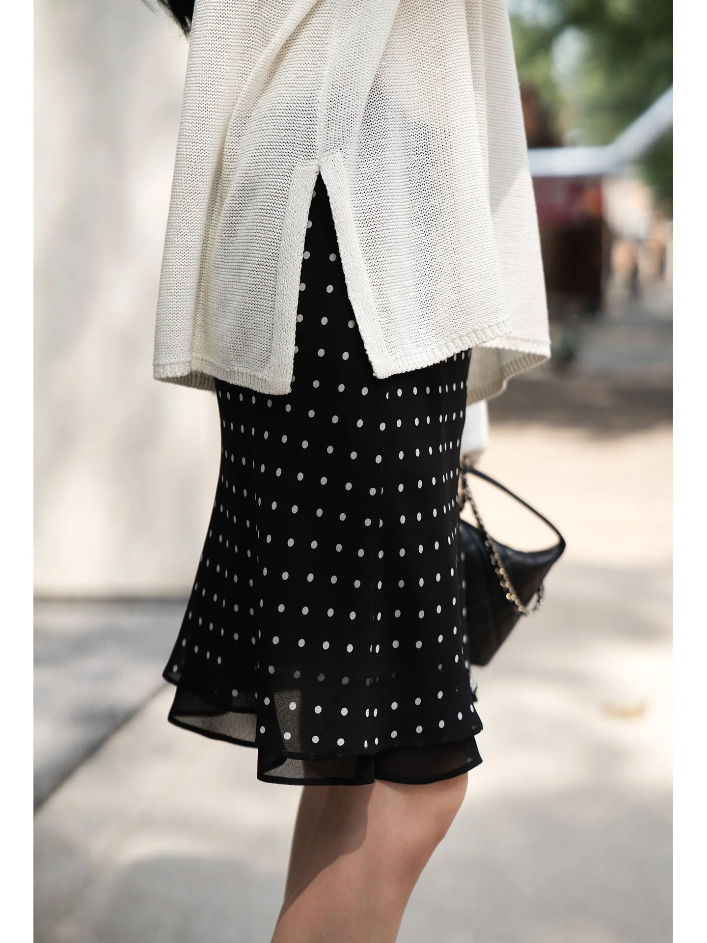 

Romantic Aosphere Polka Dot Skirt Light And Drifting Elephant And Girfe Commute Sle High Waist Fi Tail Skirt