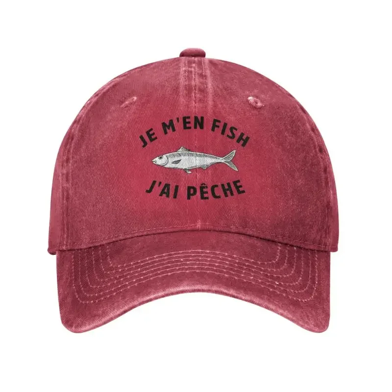 Custom Classic Cotton Je Men Fish Jai Peche Funny Quotes Baseball Cap for Men Women Adjustable Unisex Dad Hat Summer