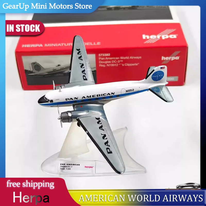 

New In Stock Herpa 1:200 American World Airways Douglas Dc-3 Alloy Transport Aircraft Model Herpa Miniaturmodelle Toys Kids Gift