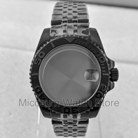 40mm PVD Black Men's Watch Case Oyster Jubilee Strap Bracelet Sapphire Waterproof For Seiko nh34 nh35 nh36 Movement YACHT-MASTER