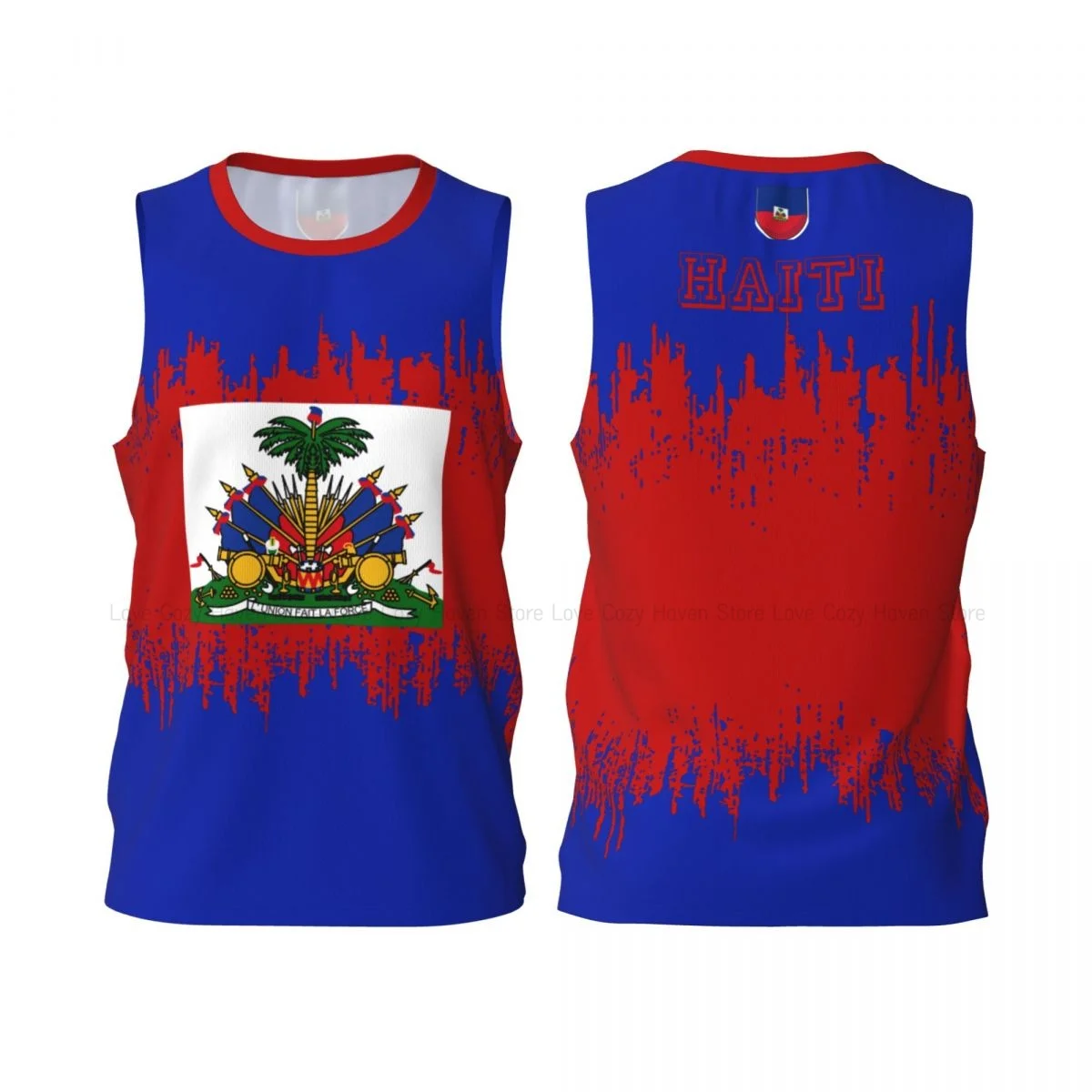 

2025 летний спортивный жилет, уличная футболка без рукавов, топ для бега Haiti, дышащий жилет с принтом высокой четкости