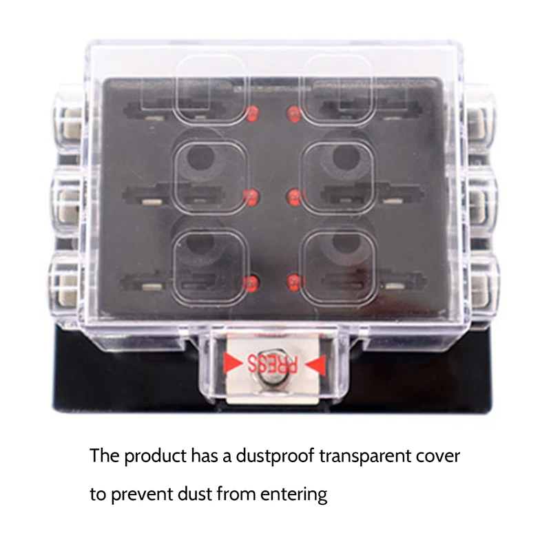 1 Set 6 Way Car Boat Bus Yacht Fuse Box Block Holder Cover ATP/ATC/ATO DC12-48V Fuse Box With Fuse Terminal Block