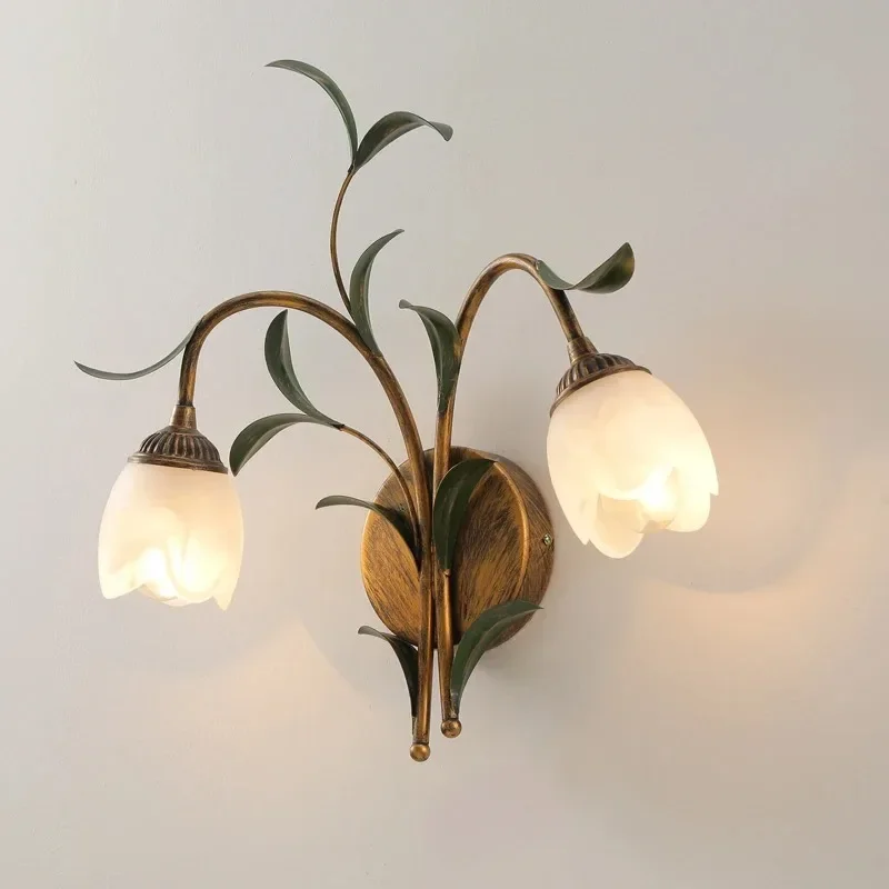 American background wall wall lamp wrought iron creative personality bedside stairs aisle entrance corridor Nordic mirror headla