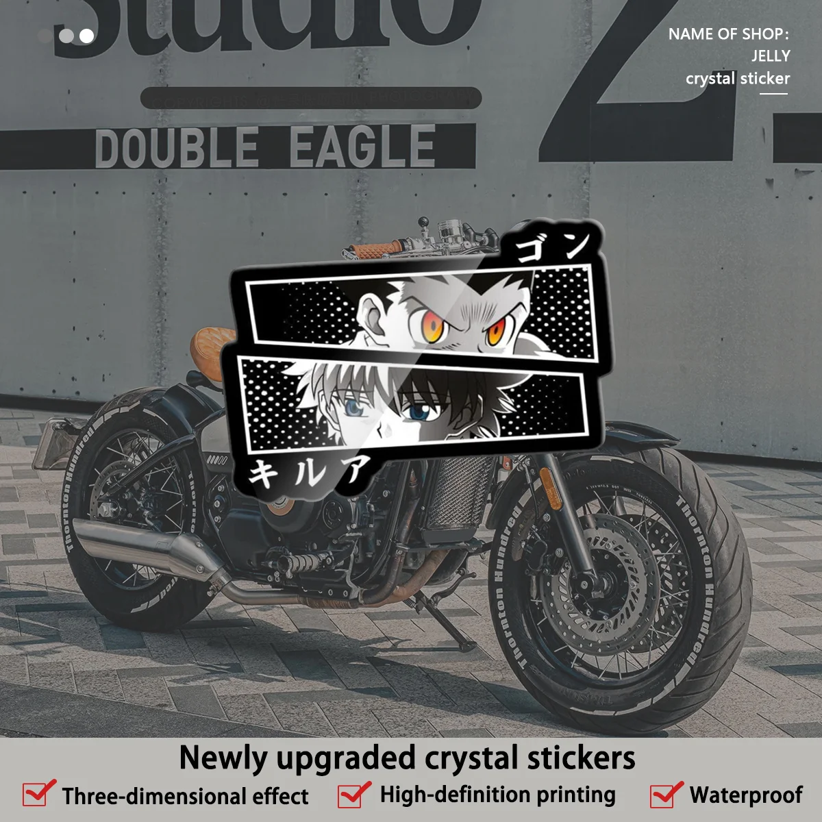 

1PC Newly Upgraded Crystal Effect Anime Character Japanese Text Waterproof Vinyl Decals for Car Motorcycle Decor