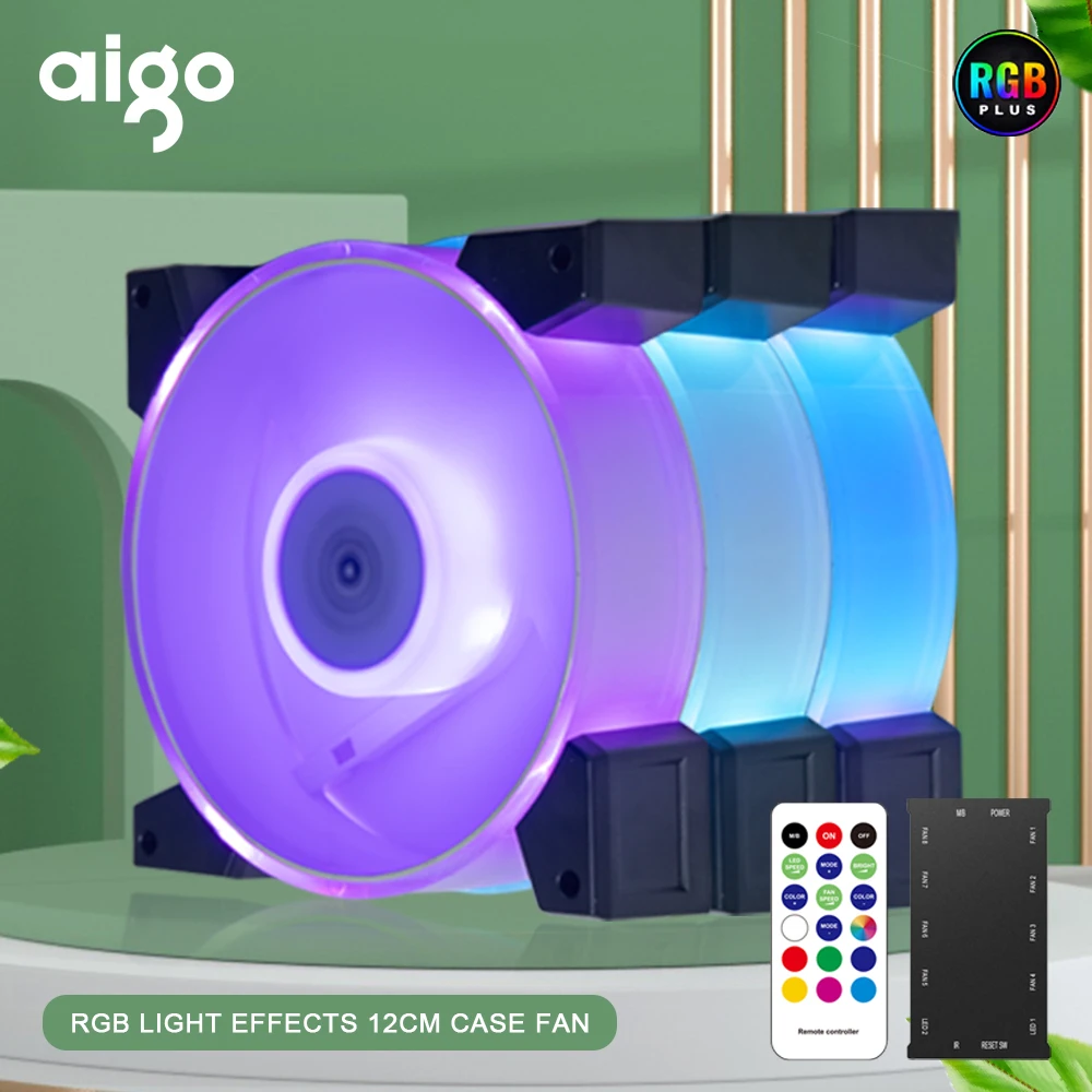 Aigo MG 120mm Case Fan RGB Heatsink Pc Gamer 4pin12v Aura Sync 12v Ventilateur Cooler ARGB Controller kit Fan Cooling Ventilador