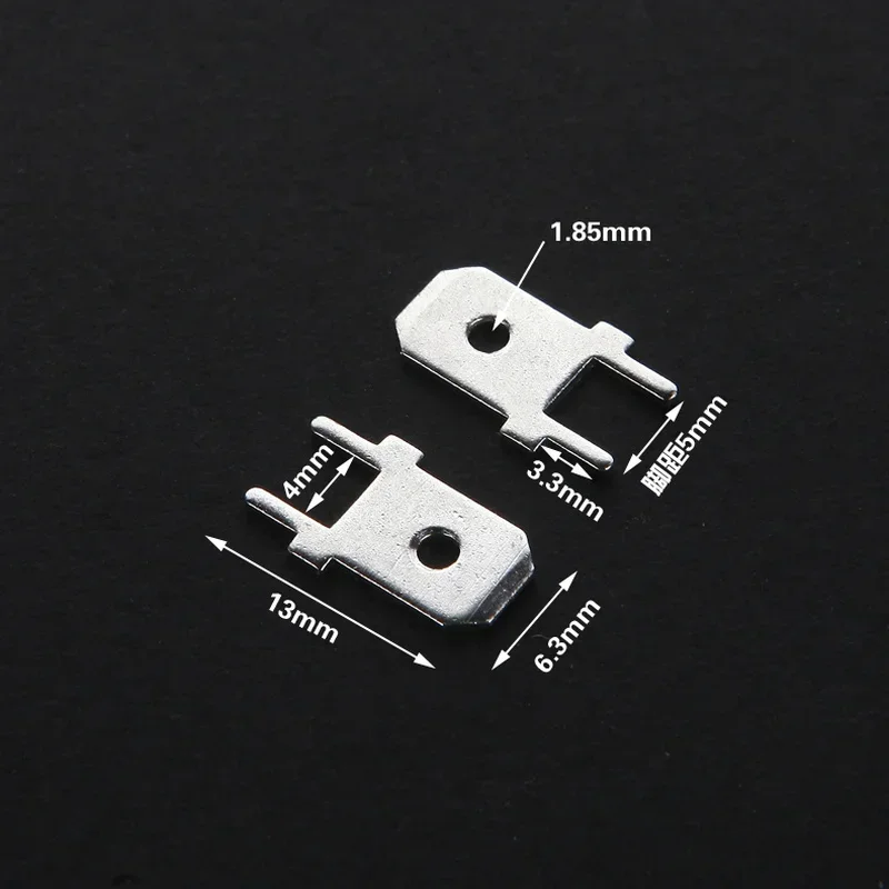 100PC 6.3 Insert Positioning Circuit Board  PCB Welding Terminal Anti-inverted  Cold Pressing  Copper DJ611