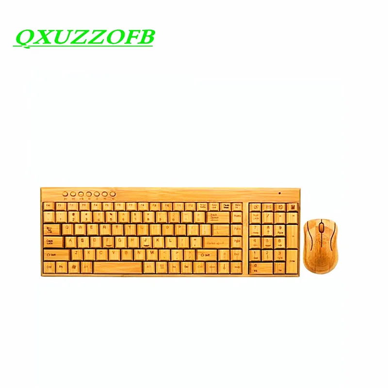 Bamboo Wireless Keyboard Mouse KIt Combo Set For Laptop PC Office USB Plug And Play,Natural Mice Keyboard Novelty High-end Gifts