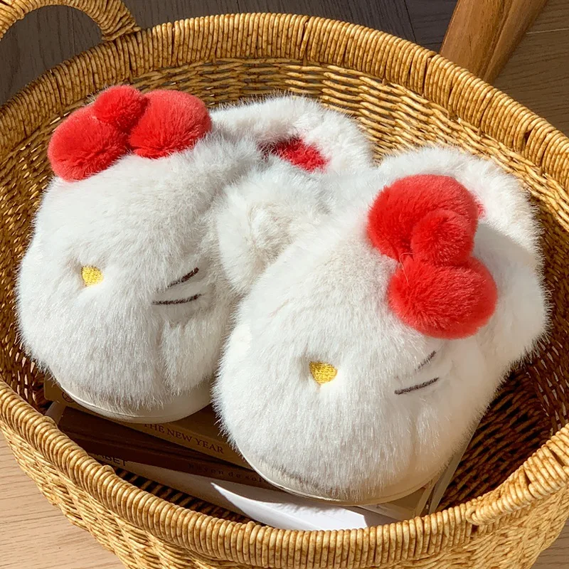 

Sanrio Hello Kitty Cotton Slippers Cute Anime Cartoon Student Winter for Indoor Shoes Anti Slip Warm Plush Slippers Girls Gifts