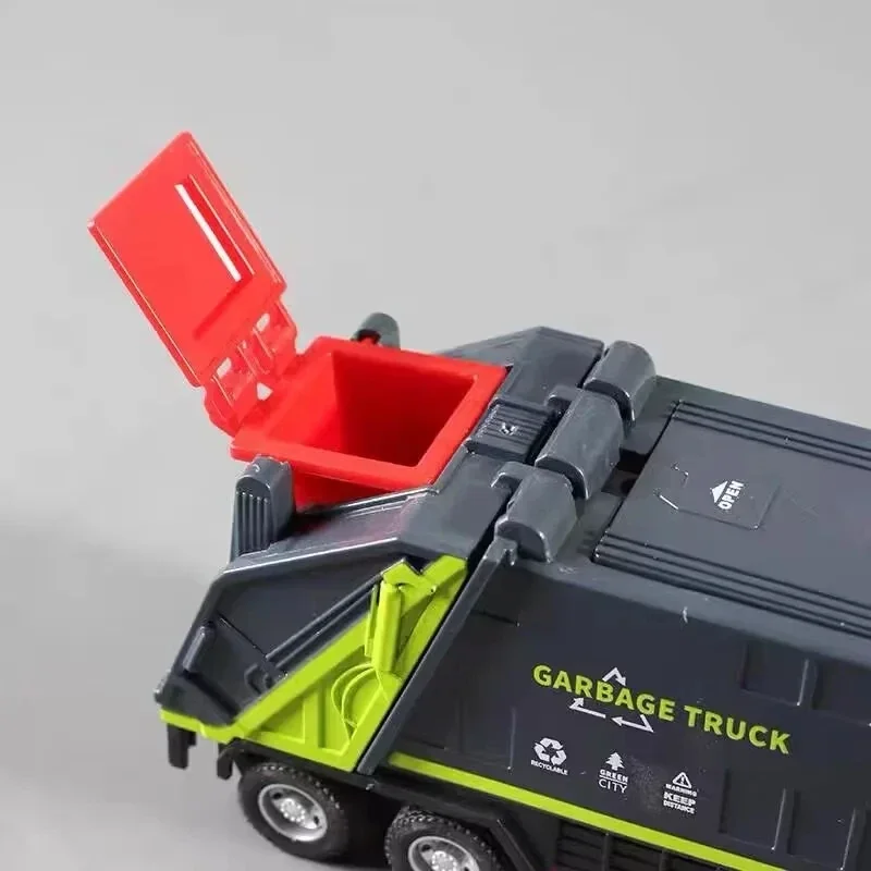 New 1:30City Garbage Truck Car Model Diecast Garbage Sorting Sanitation Road Sweeper Vehicle Car Model Simulation Collection Toy