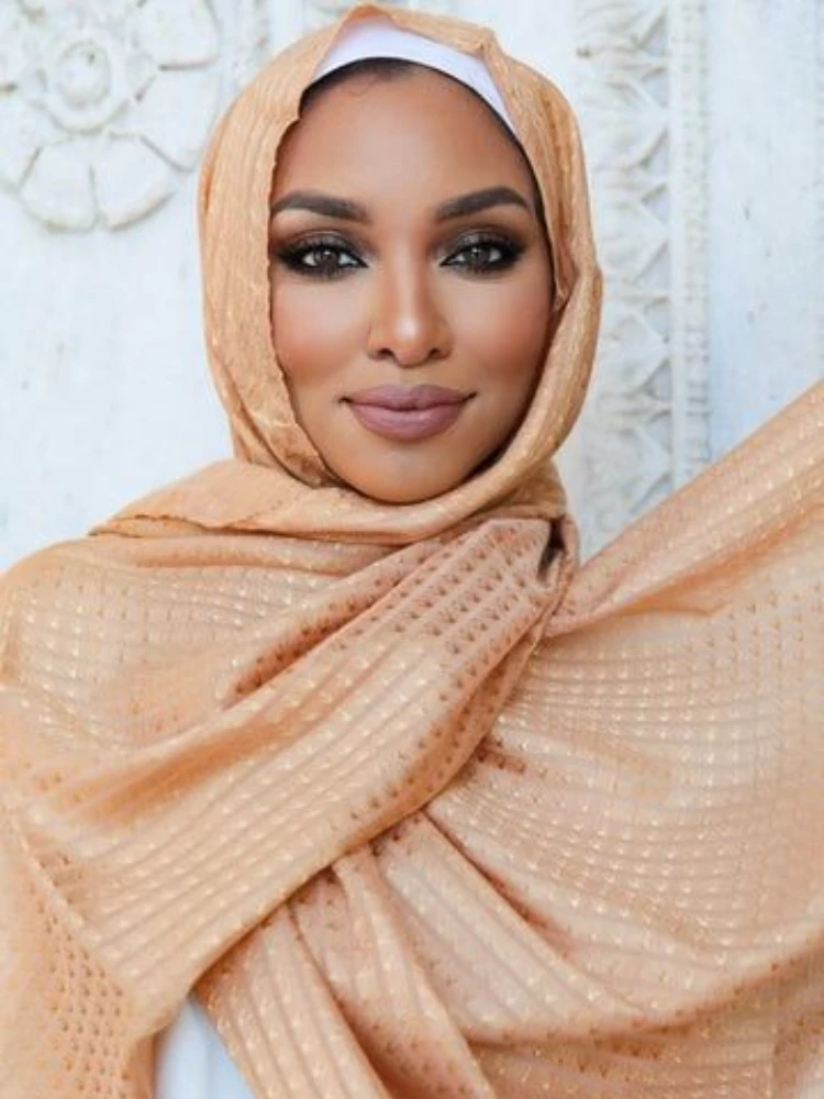 New Lattice Fringed Cotton Hijab Scarf for Muslim Women Turban  Solid Color Linen Cotton Hijabs Scarves Pashmina Bandana Tippet