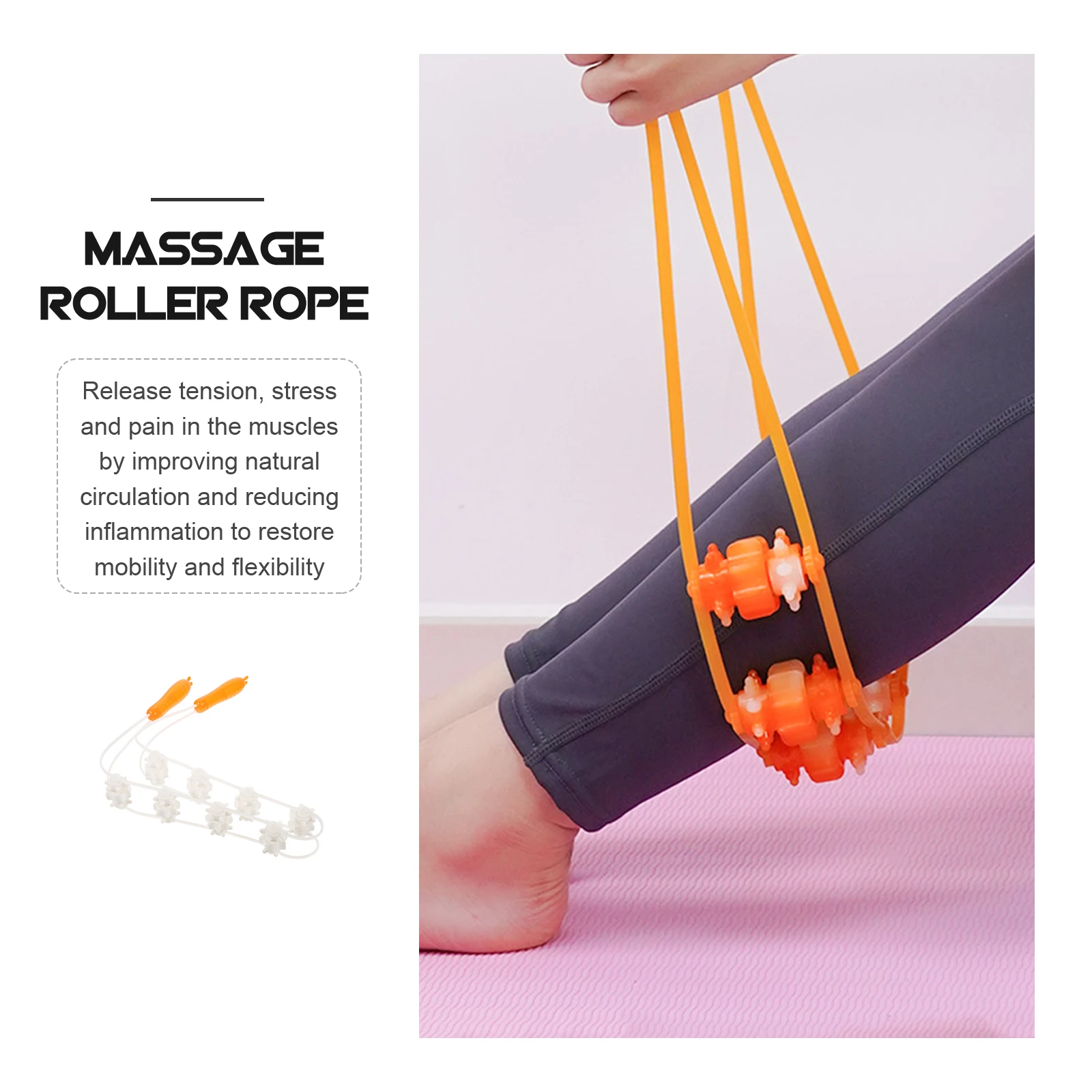 

Manual Back Massager Roller Rope Body Leg Shoulder Pain Relief Portable Home Travel Massage Stick For Muscle Recovery Stretching