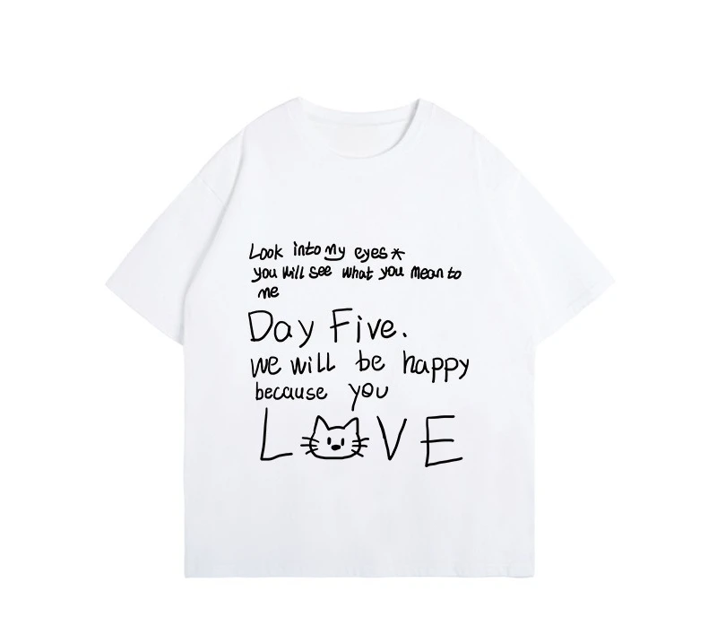 

New Men's and Women's Versatile T-shirt, Pattern Printed Summer Short Sleeve Street Style Casual Pure Cotton Clothing T-shirt