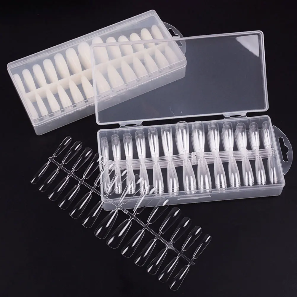 

Набор прозрачных накладных ногтей телесного цвета, длинные, балетные, трапециевидные, для женщин, для вечеринок, для самостоятельного дизайна, искусственные ногти