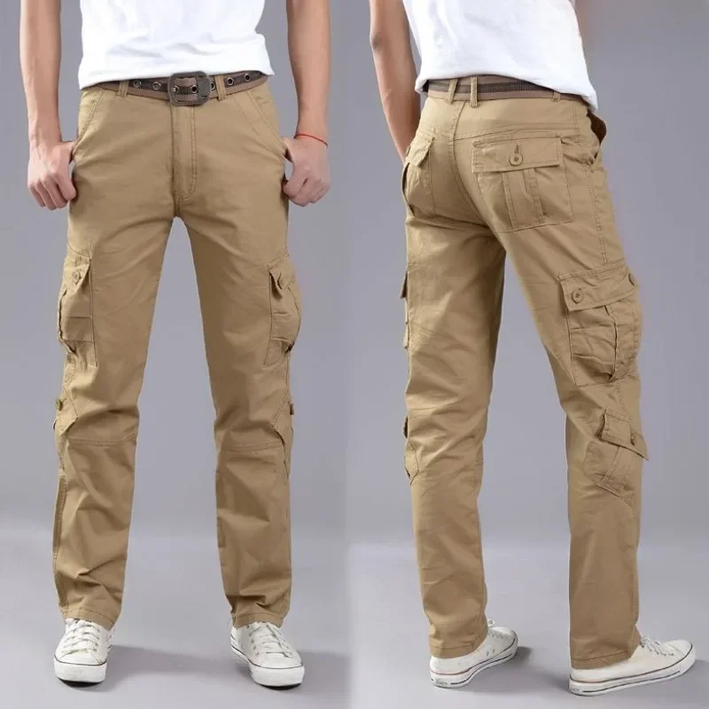 Pantalones Cargo de senderismo para hombre, pantalones de exterior para hombre, multibolsillos, novedad en barato, diseño de algodón Emo, estilo coreano holgado