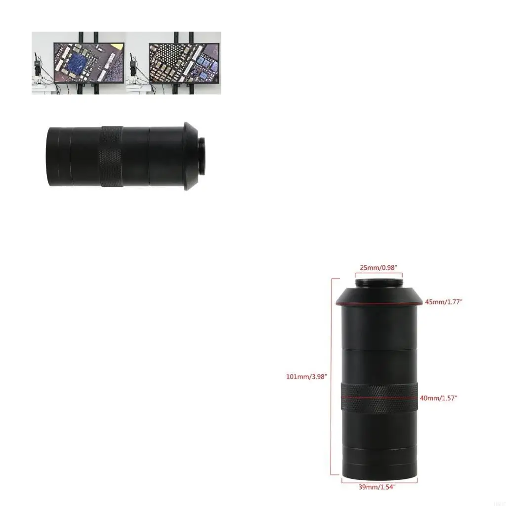H58C C-Mount Lens Zoom Microscope Eyepiece Magnifier Lens for Microelectronics 100X