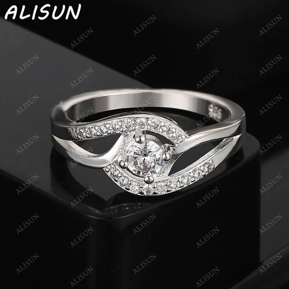 

ALISUN 925 Sterling Silver Size 7-10 Zircon Simple Wedding Ring For Women Grace Jewelry Trend Fashionable Birthday Party Gifts