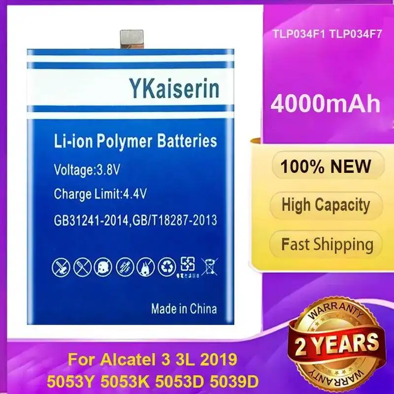 4000Mah TLP034F1 TLP034F7 Environmentally Friendly Mobile Phone Battery For Alcatel 3 3L 2019 5053Y 5053K 5053D 5039D