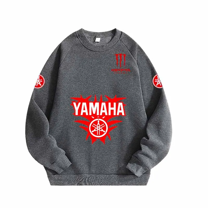 2026 yamaha logo T Jaet Thin round Ne Sweatirt Long Sve Youth Faion Spring Autumn Cotton Geometric Print Casual Straight Fit