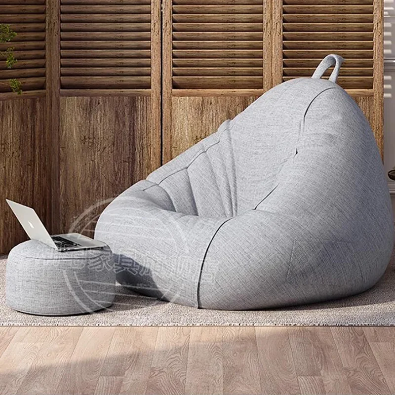 Lazy Sofas Chairs With Pedal Pillow Floor Linen Cloth Lounger Seat Bean Bag Pouf Puff Couch Leisure Tatami Living Room Household