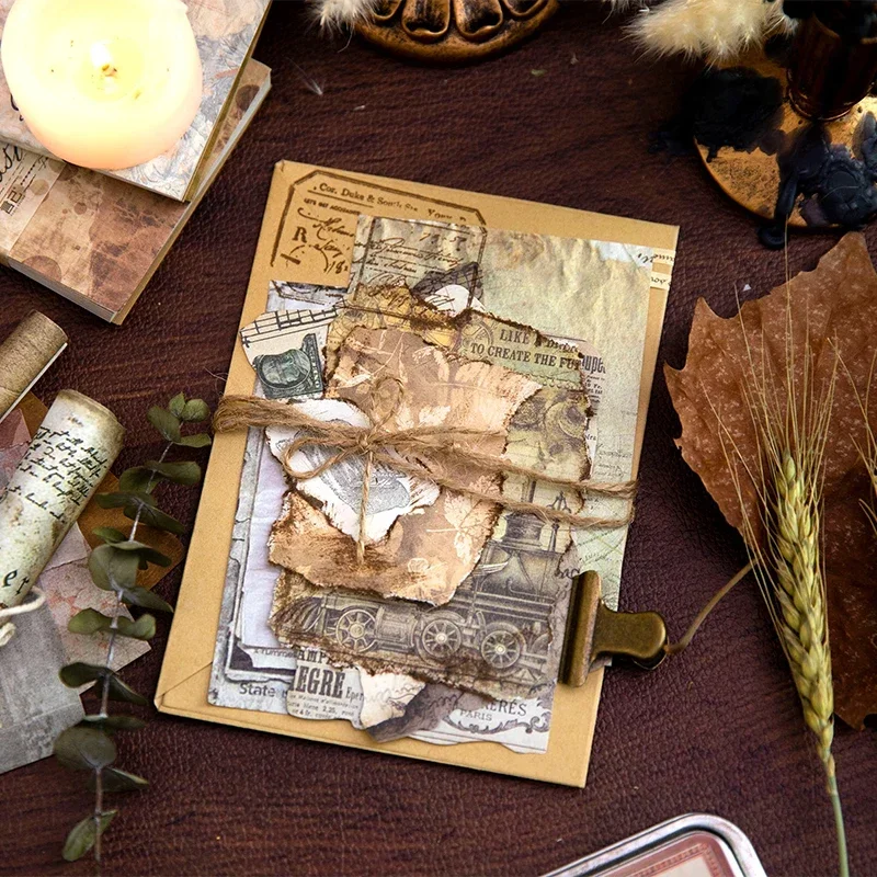 

80 Sheets Vintage Old School Paper for Scrapbooking, Journal & DIY Collage. Aesthetic Decorative Stationery & Craft Supplies.