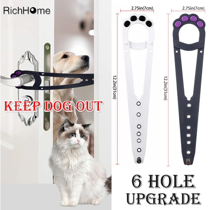 6-hole Door Holder Latch for Cat and Dog, Adjustable Flex Latch Strap, Elastic Gate Lock Pet Cat Door Holders Latch,Keep Dog Out