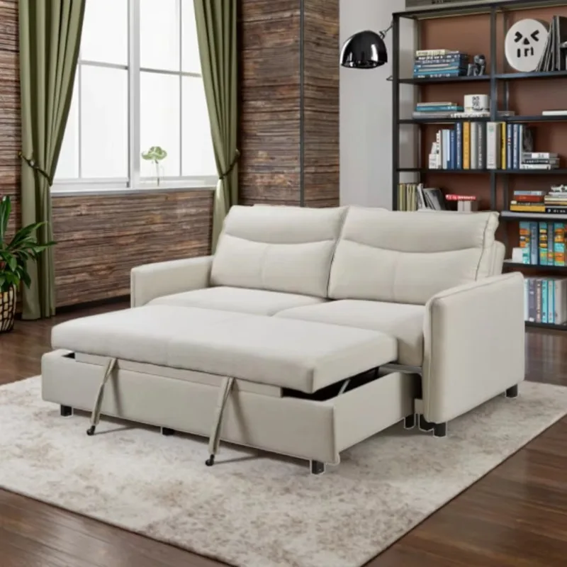 

High-quality fabric combination pull-out sofa bed with storage 3-seater living room furniture