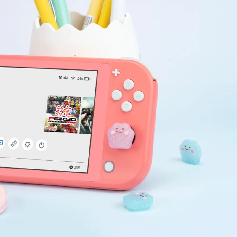 Csillagzat Visszajáró lélek Áttetsző Megcsillan Botkormány szilikon Hüvelykujj botot Kézitáska kupak számára Nintendo Vasúti váltó oled NS lite joy-con bling Lágy fedezze