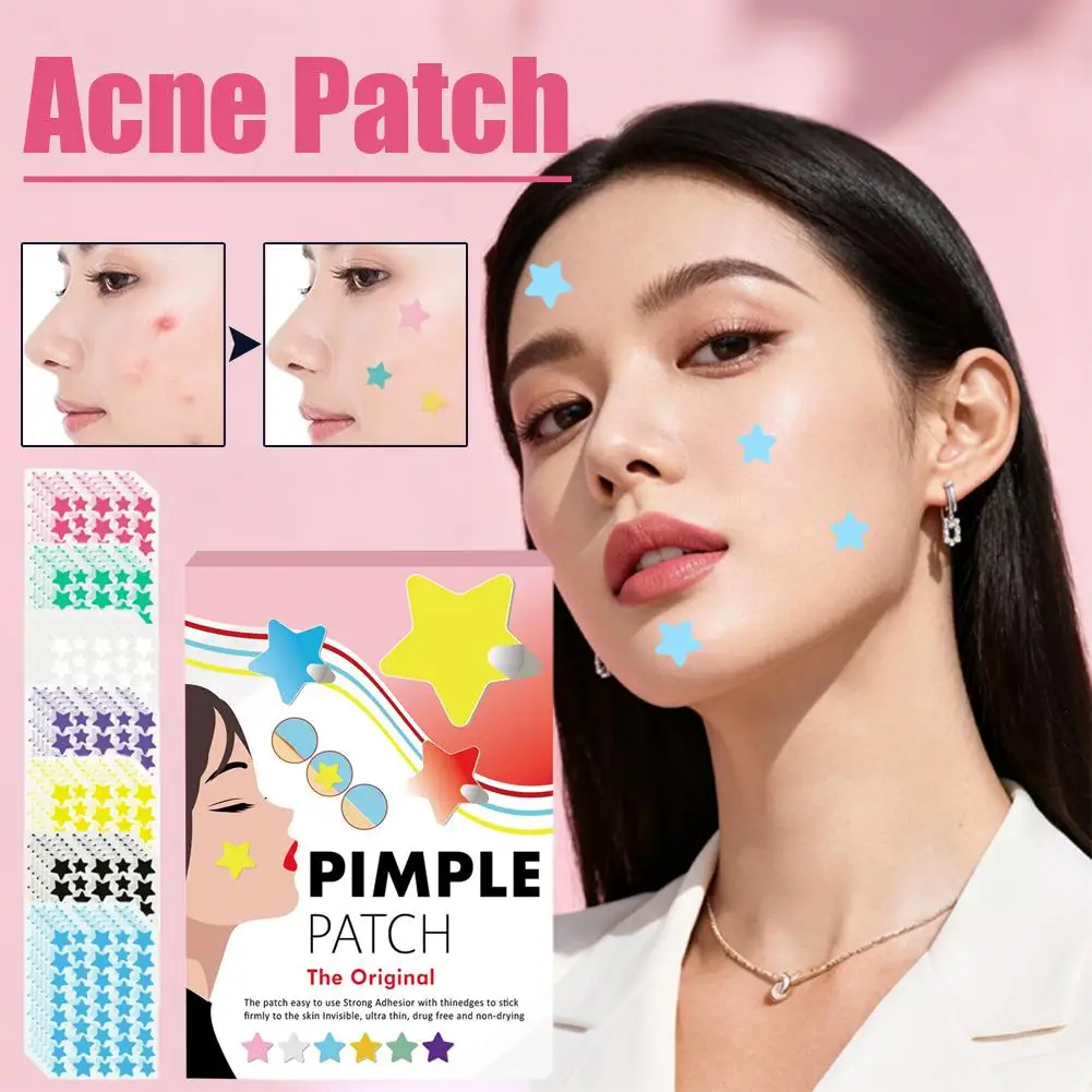 560pcs Colorful Star Pimple Removal Sticker Invisible Breathable Hydrocolloid Acne Patch Anti-Acne Spots Marks Concealer Makeup