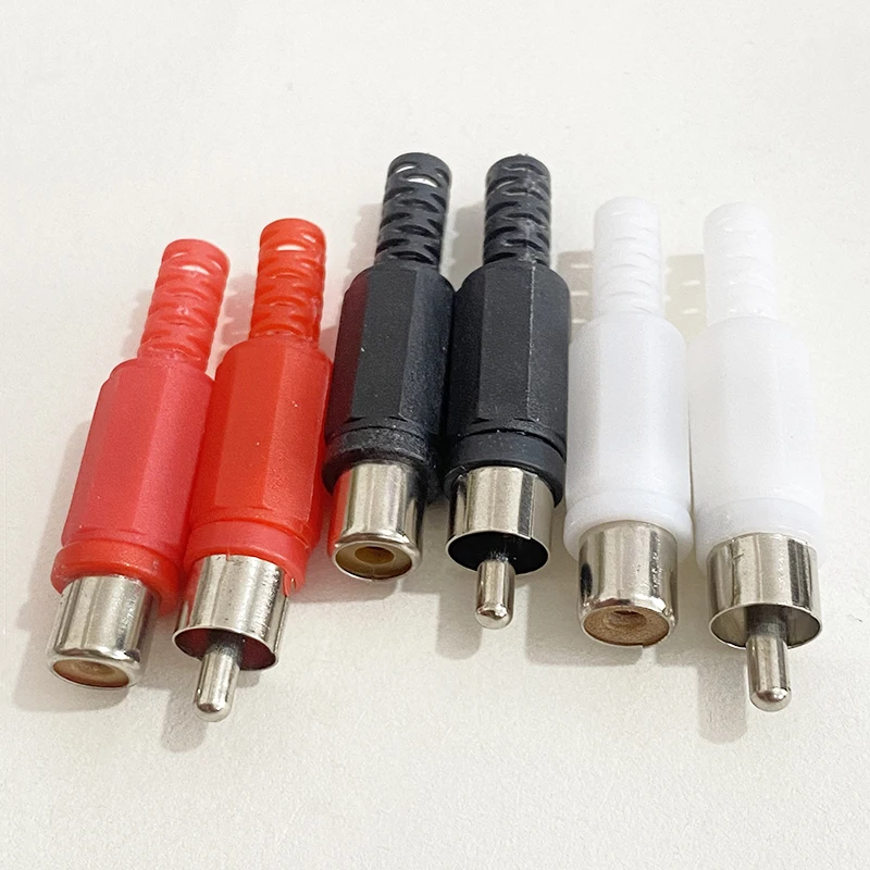Cltgxdd10/50PCS RCA AV Male Plug Female Socket Lotus Plug Connector with Plastic Shell Welding Adapter for Audio Video Speaker