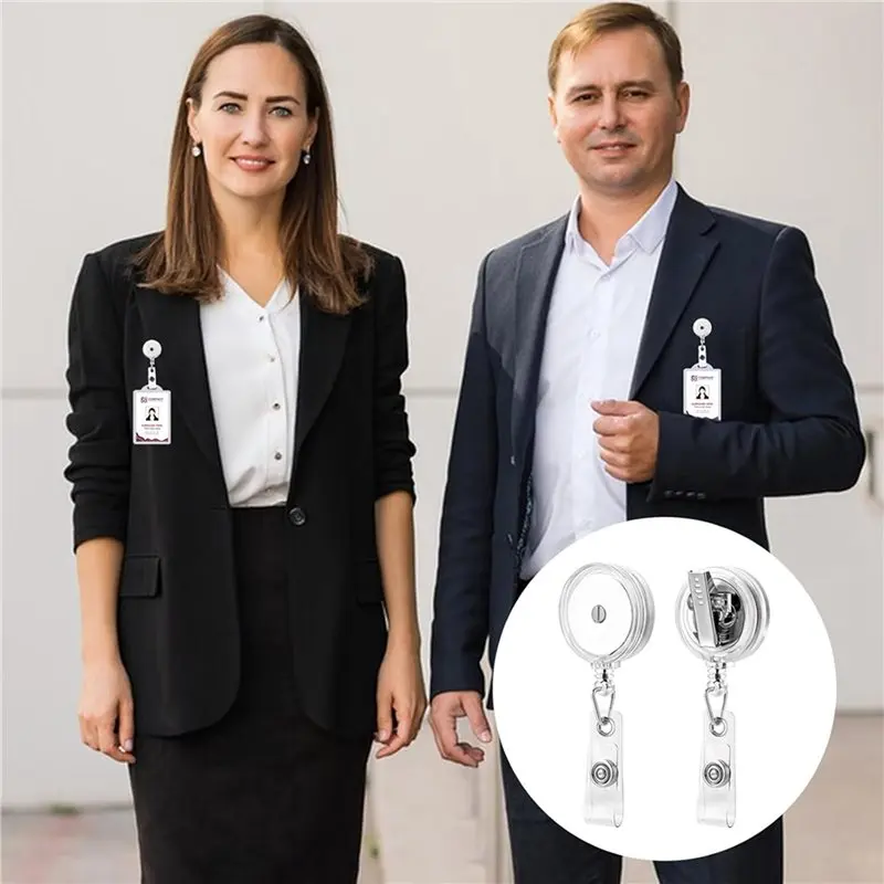 Leading-50Pcs Retractable Badge Reels Badge Reel Clips Badge Holders With Swivel Alligator Clip Retractable ID Name Card Holders