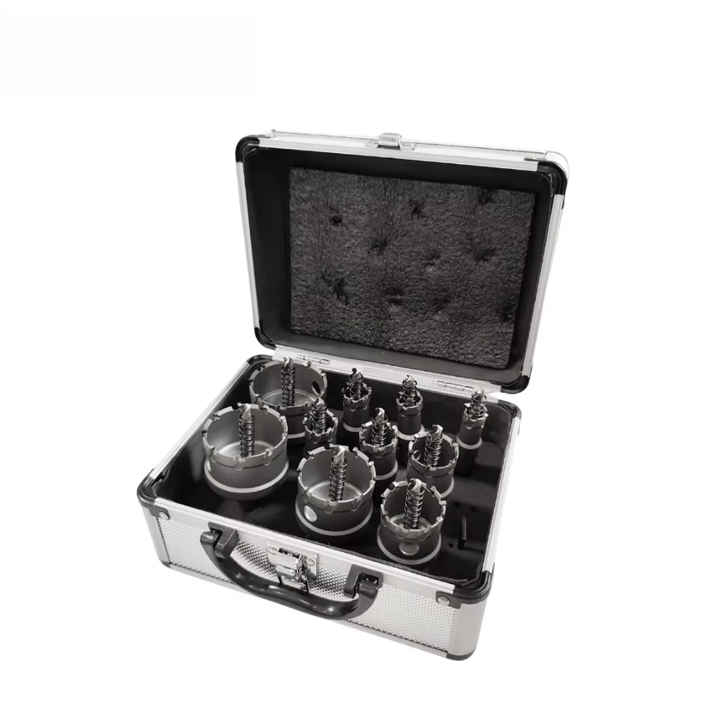 

10 Pcs 16-53mm TCT Carbide Hole Saw Cutter Set for Metal Stainless Steel Alloy Plate Pipe Tube Drilling with Aluminum Case